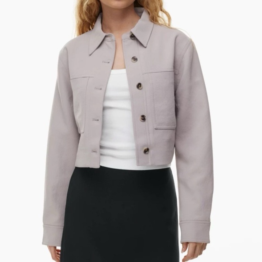 Wilfred Cropped Button-Front Jacket in Light Lavender Gray